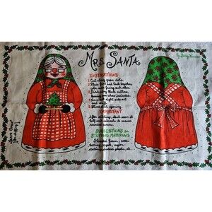 Vintage Cut & Sew Fabric MRS. SANTA Pillow Pattern By Betsy Warren